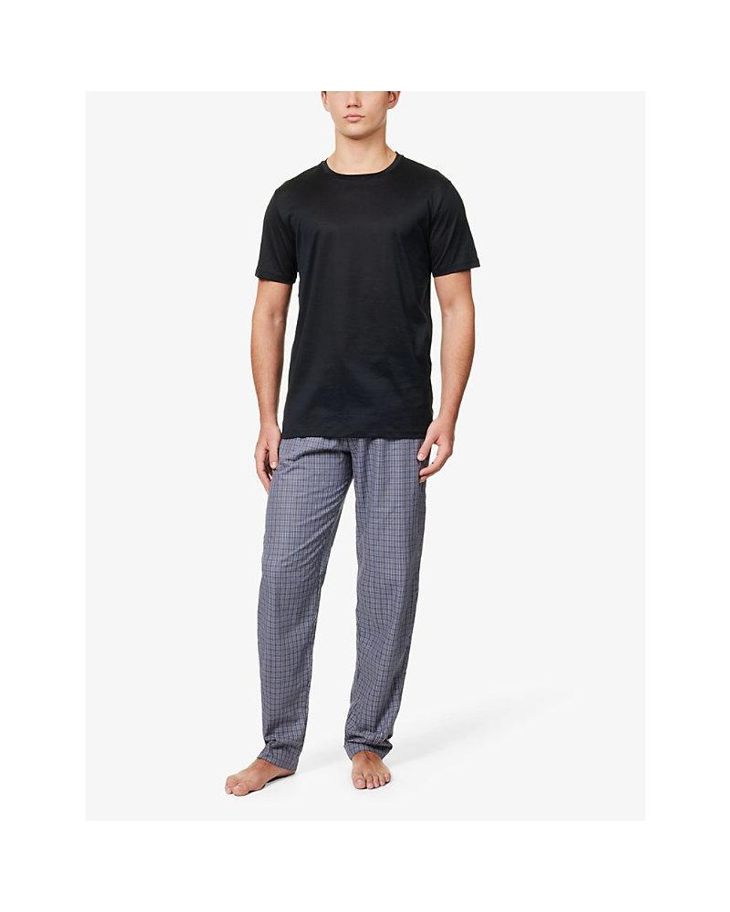 Hanro Black Crew-Neck Regular-Fit Cotton-Jersey T-Shirt for men