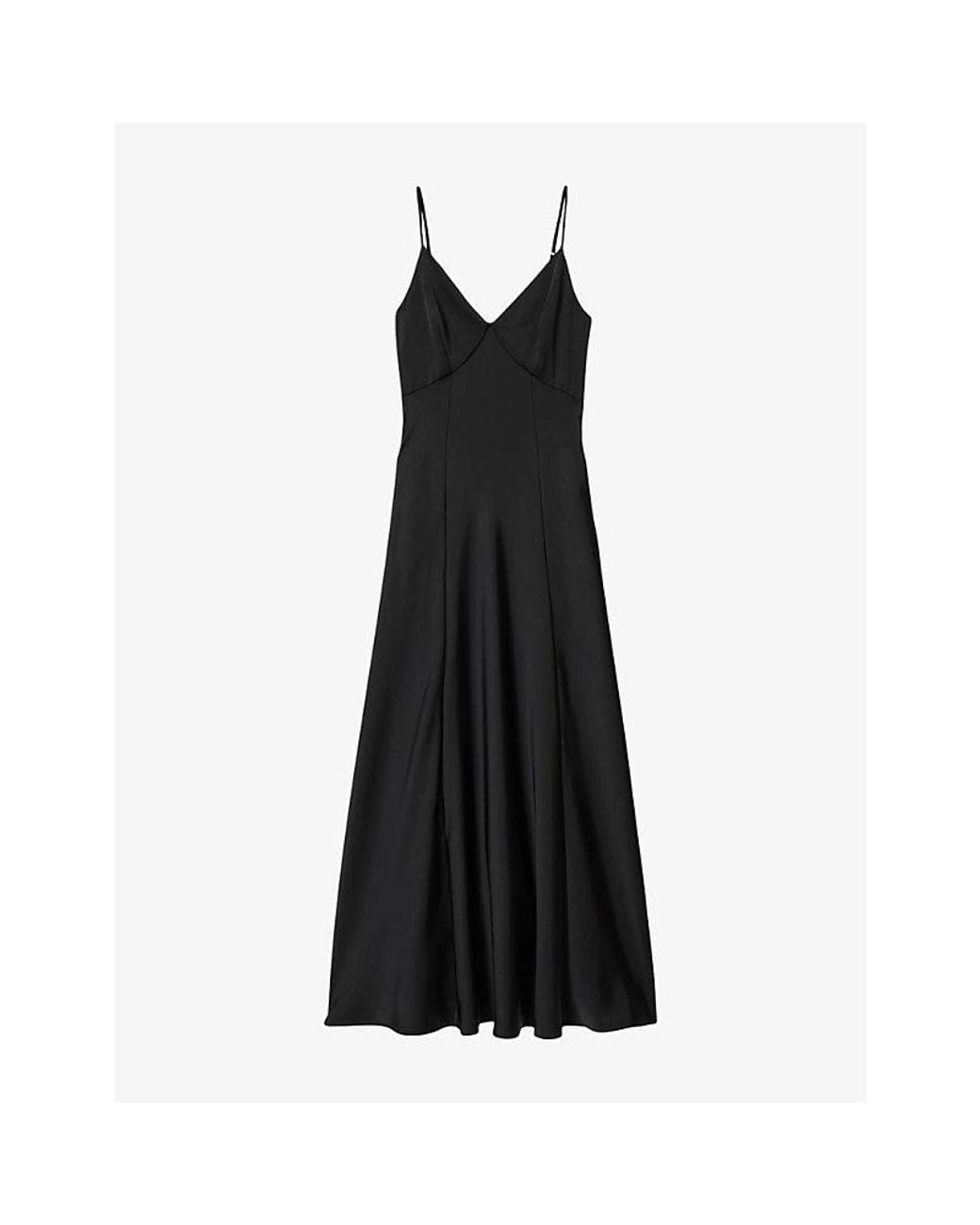 AllSaints Black Irina V-Neck Woven Maxi Dress