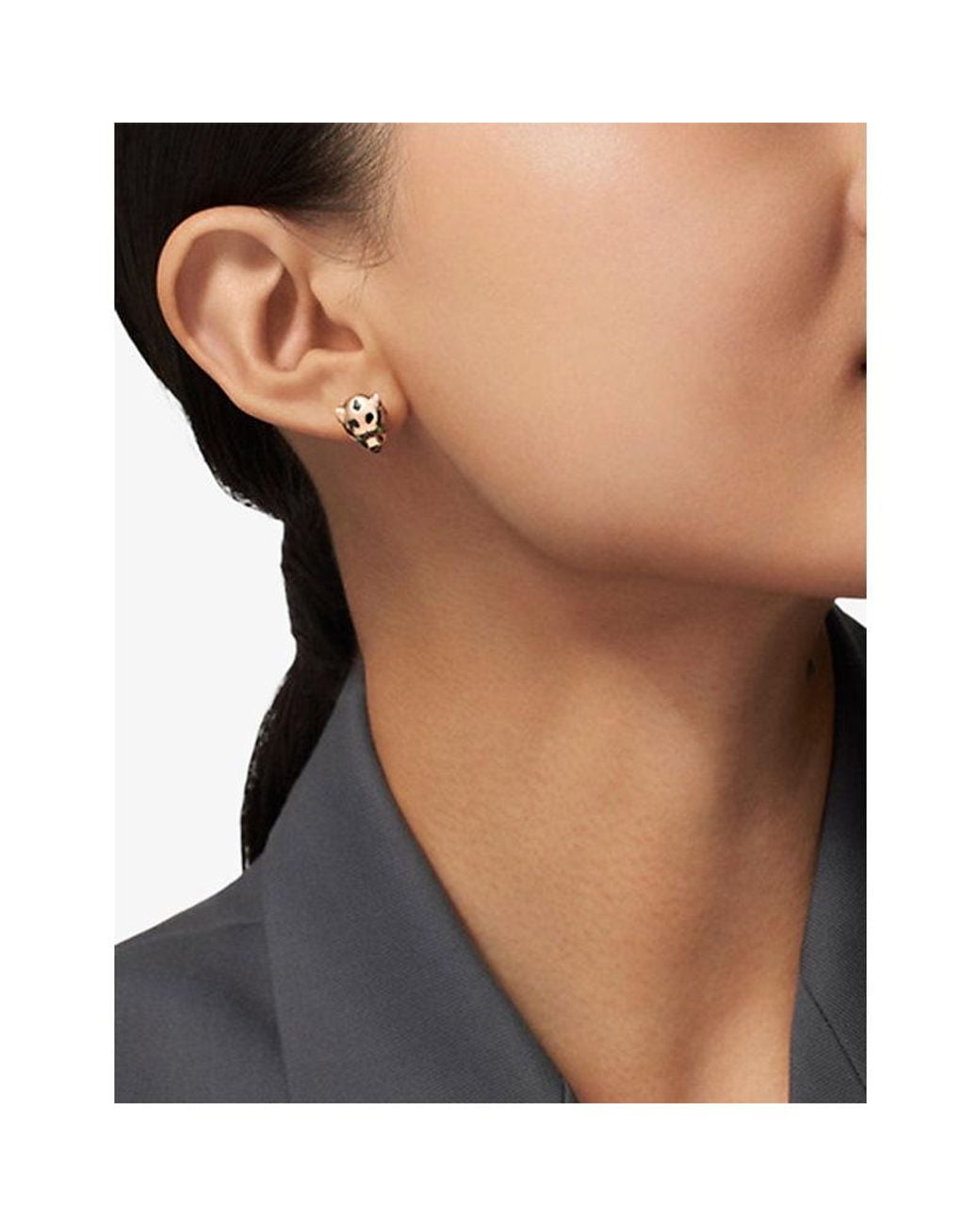 Cartier Metallic Panthère De 18Ct Rose- Tsavorite, Garnets And Onyx Earrings