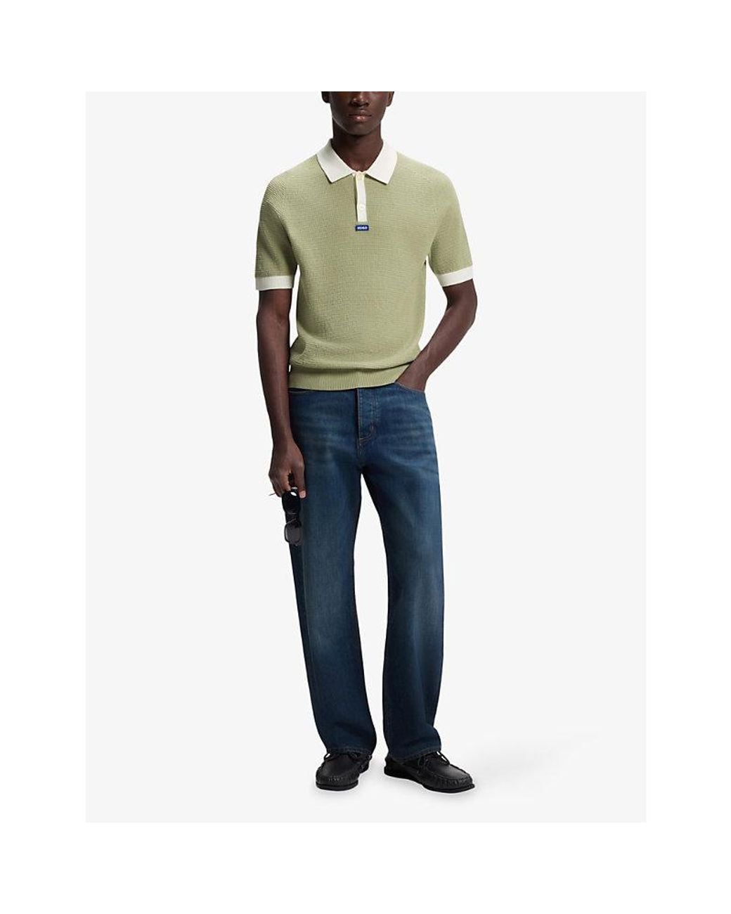 HUGO Green Branded Short-Sleeved Cotton-Knit Polo Shirt for men