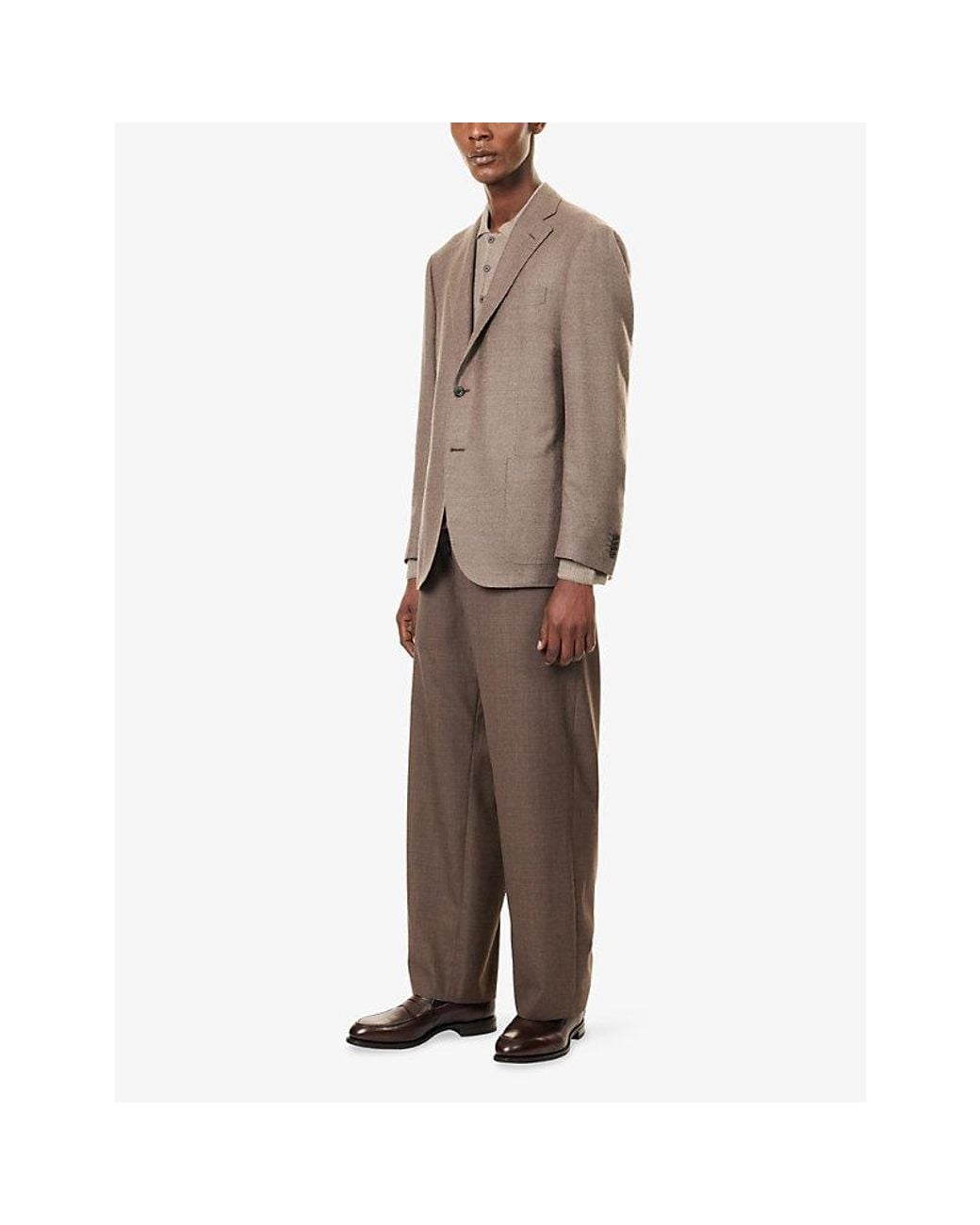 Corneliani Brown Single-Breasted Notch-Lapel Virgin-Wool Jacket for men