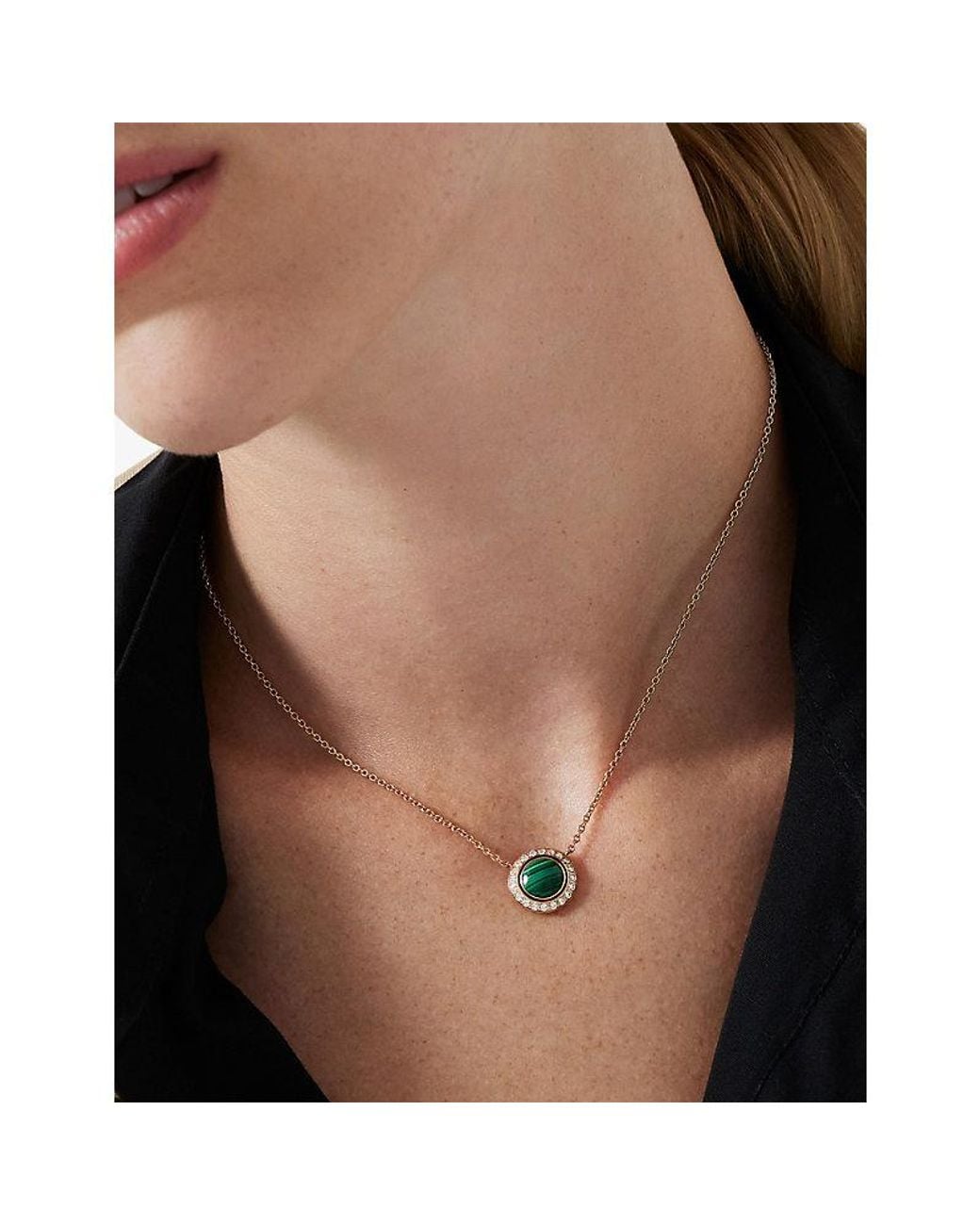 Piaget Metallic Possession 18Ct Rose- Malachite And 0.28Ct Diamond Pendant Necklace