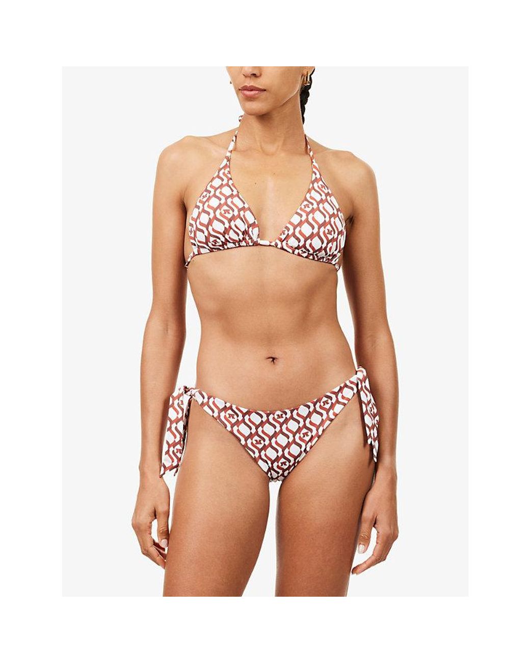 Max Mara White Boabab Printed Bikini Top