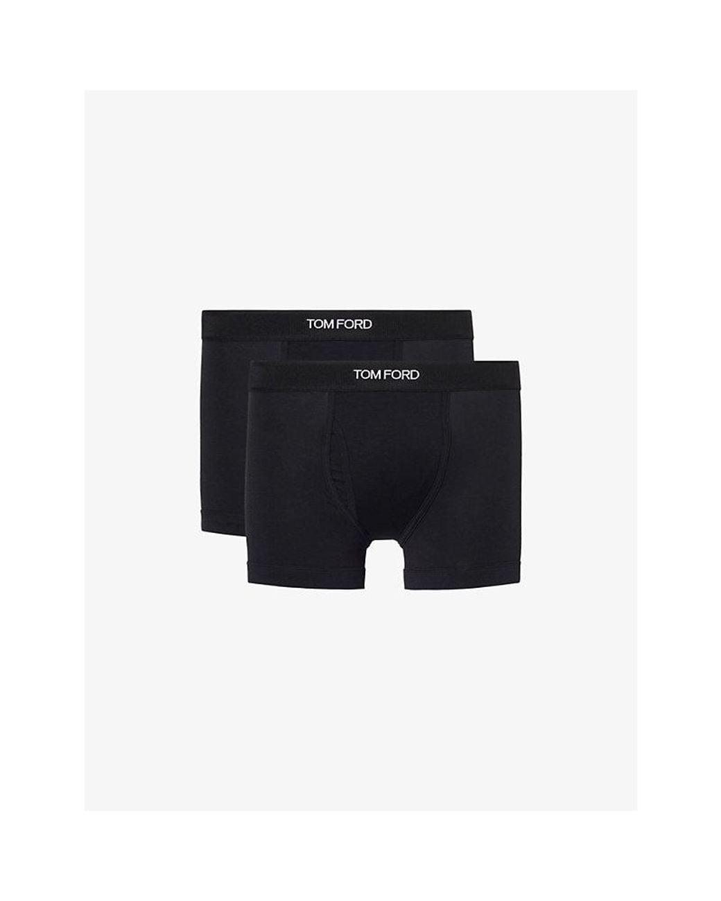 Tom Ford Black Logo-Waistband Cotton-Blend Boxer Briefs for men