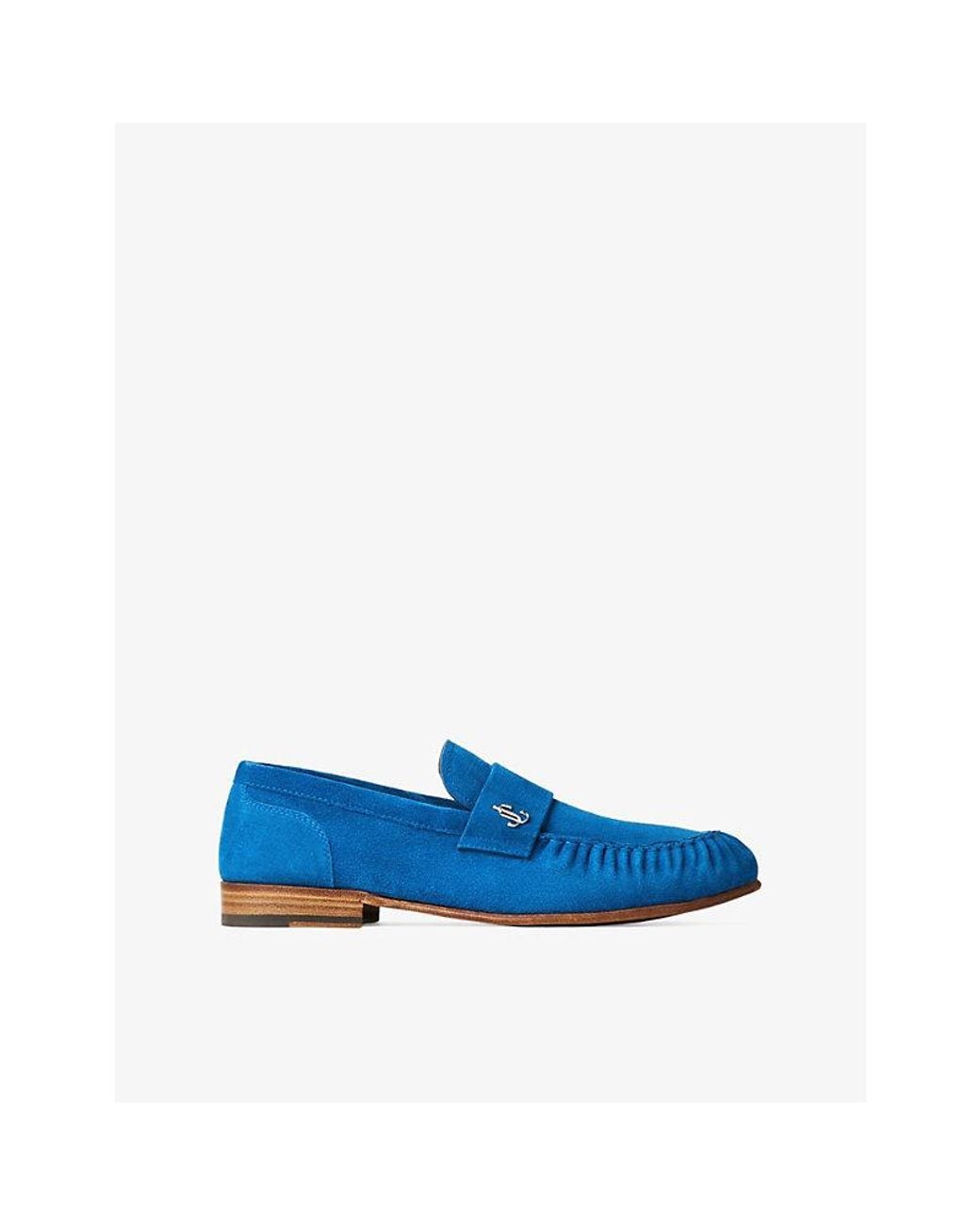 Jimmy Choo Blue Ellis Suede Loafers