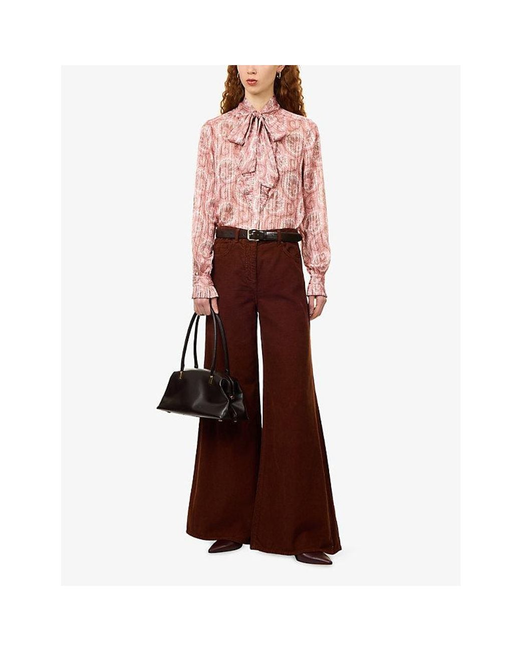 ME+EM Brown Super Wide-Flare Cotton Cord Trousers
