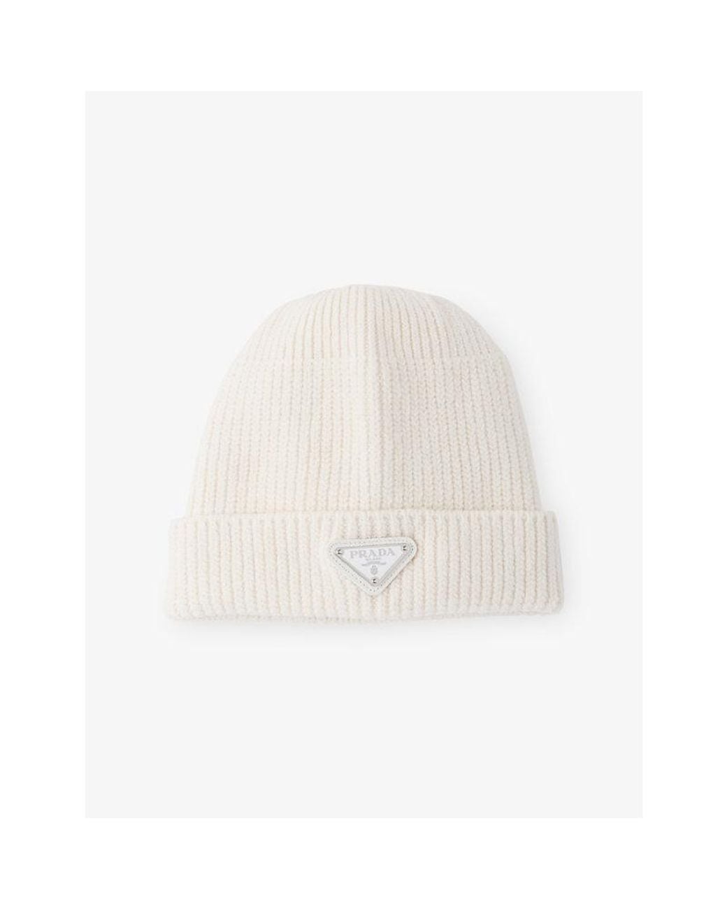 Prada White Wool And Cashmere Beanie for men
