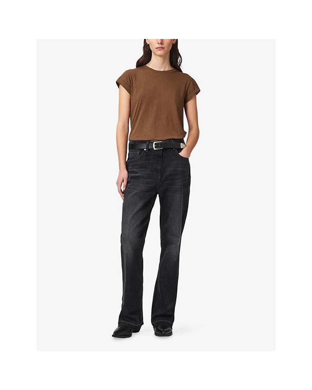 AllSaints Brown Anna Relaxed-Fit Short-Sleeve Cotton T-Shirt