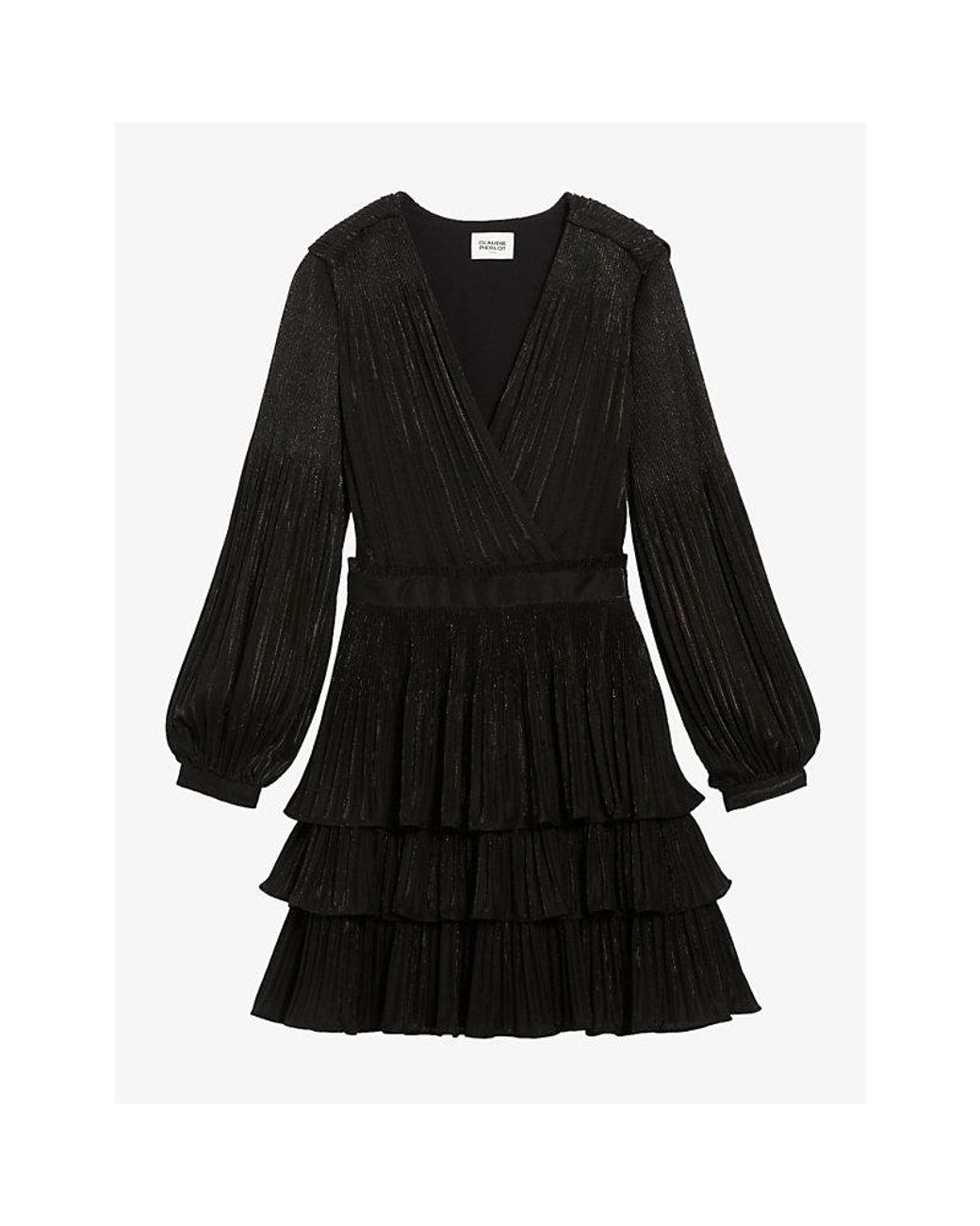 Claudie Pierlot Romance Tiered-skirt Woven Mini Dress in Black | Lyst