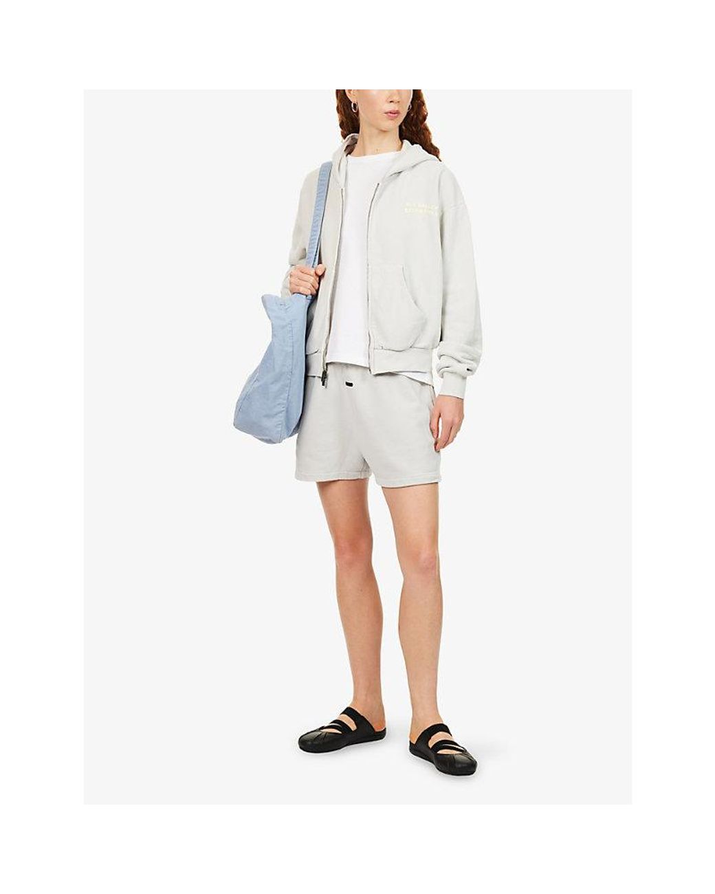 Fear Of God White Classic-Fit Logo-Embroidered Cotton-Fleece Track Shorts