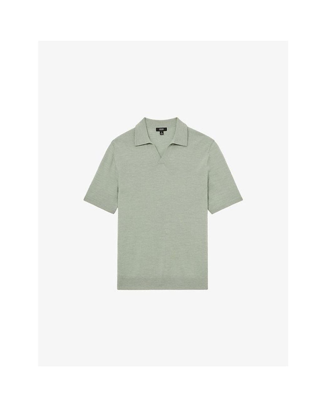 Reiss Green Duchie Knitted Wool Polo Shirt for men