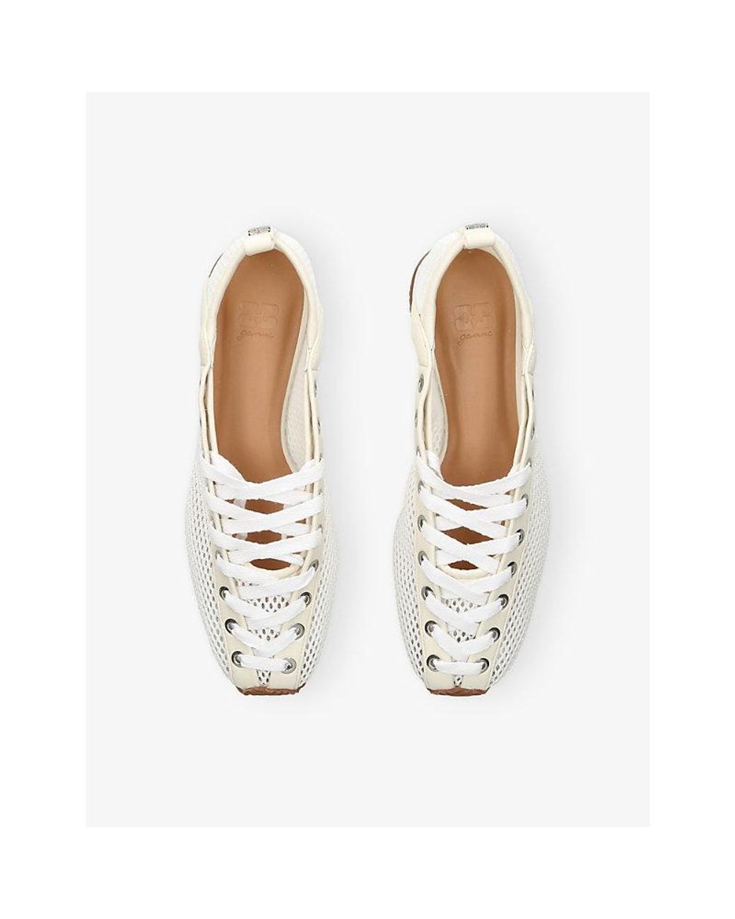Ganni White Sporty Mesh Ballet Flats