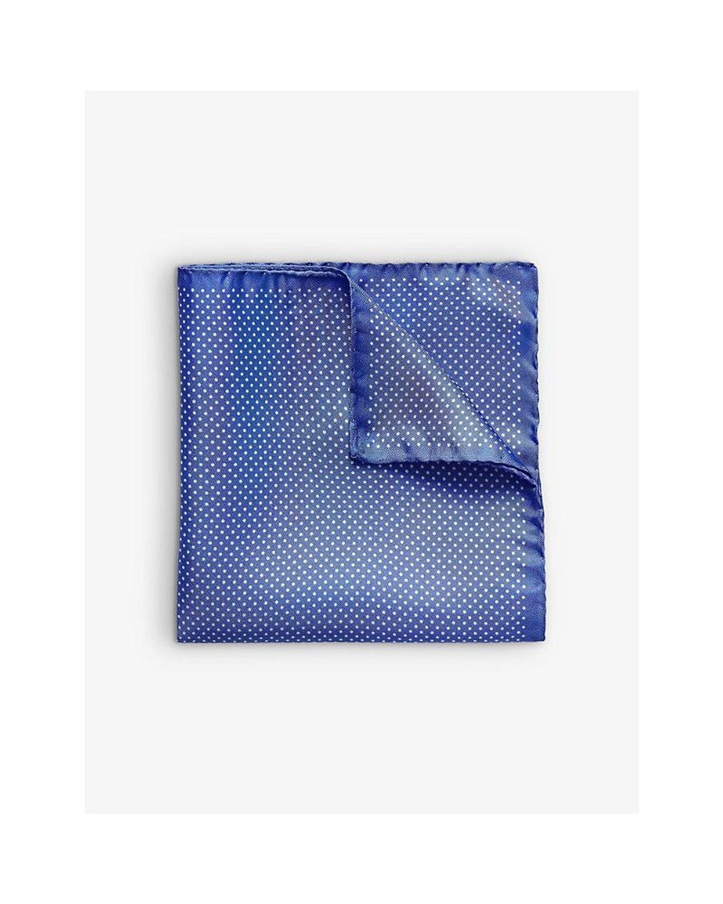 Eton of Sweden Blue Polka-Dot Silk Pocket Square for men