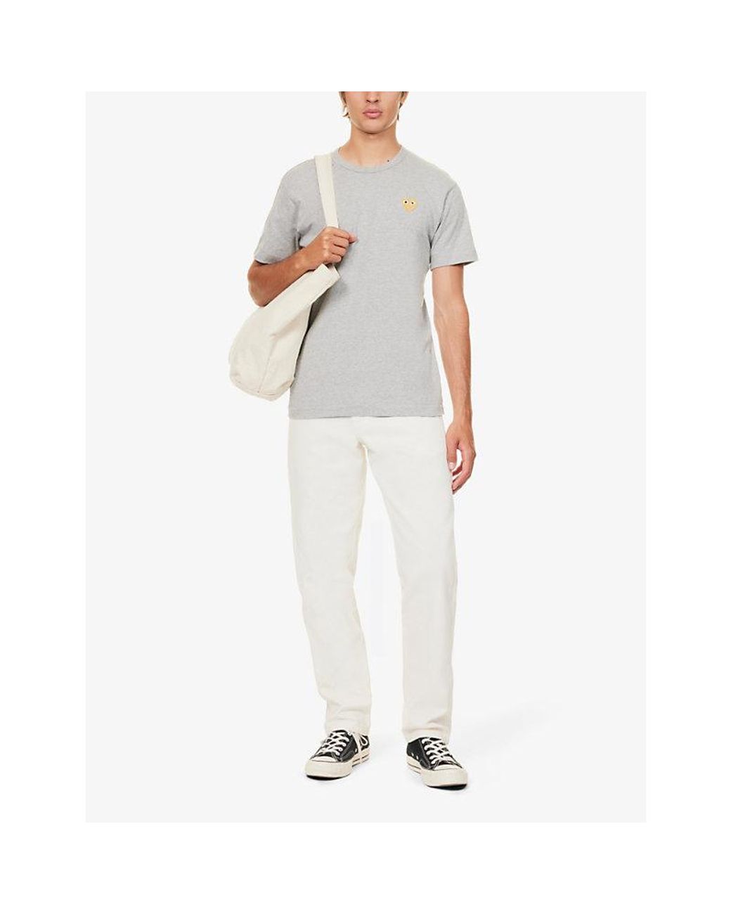 COMME DES GARÇONS PLAY Black Logo-Embroidery Cotton-Jersey T-Shirt for men