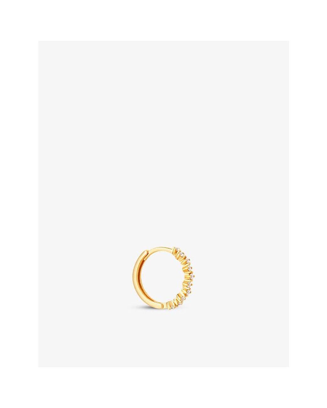 Astrid & Miyu Metallic Cluster Crystal 18Ct-Plated Sterling And Cubic Zirconia Hoop Earring