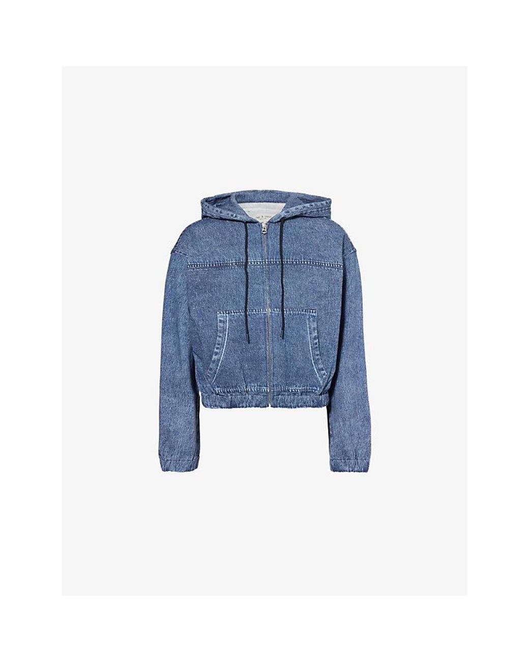 Rag & Bone Miramar Davina Zip-Front Denim-Fleece Hoody in