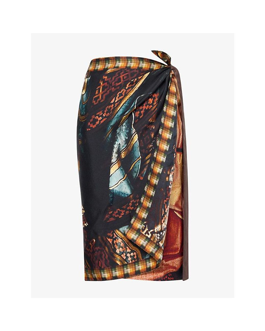 Dries Van Noten Multicolor Wrap-Scarf Silk Skirt