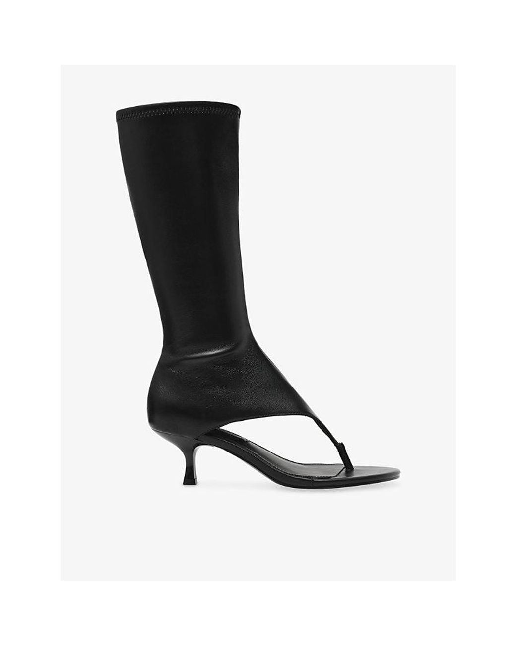 Steve Madden Black Relentless Open-Toe Faux-Leather Boots