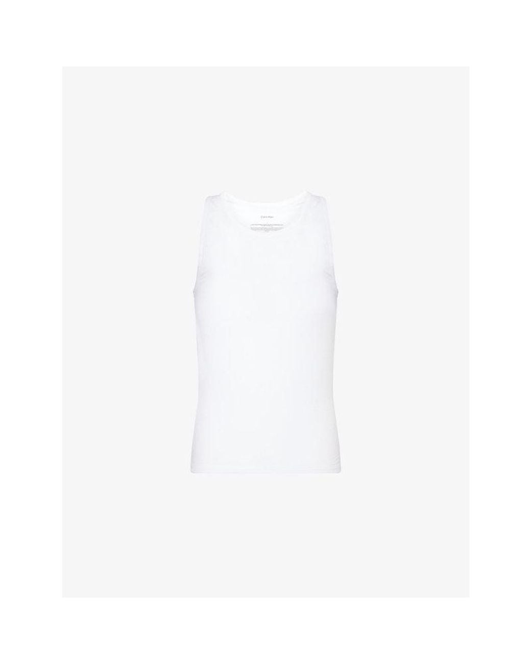 Calvin Klein White Crewneck Pack-Of-Three Cotton-Blend Tank Top for men