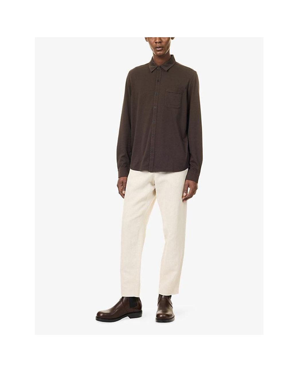 PAIGE Brown Cosgrove Patch-Pocket Cotton Shirt for men