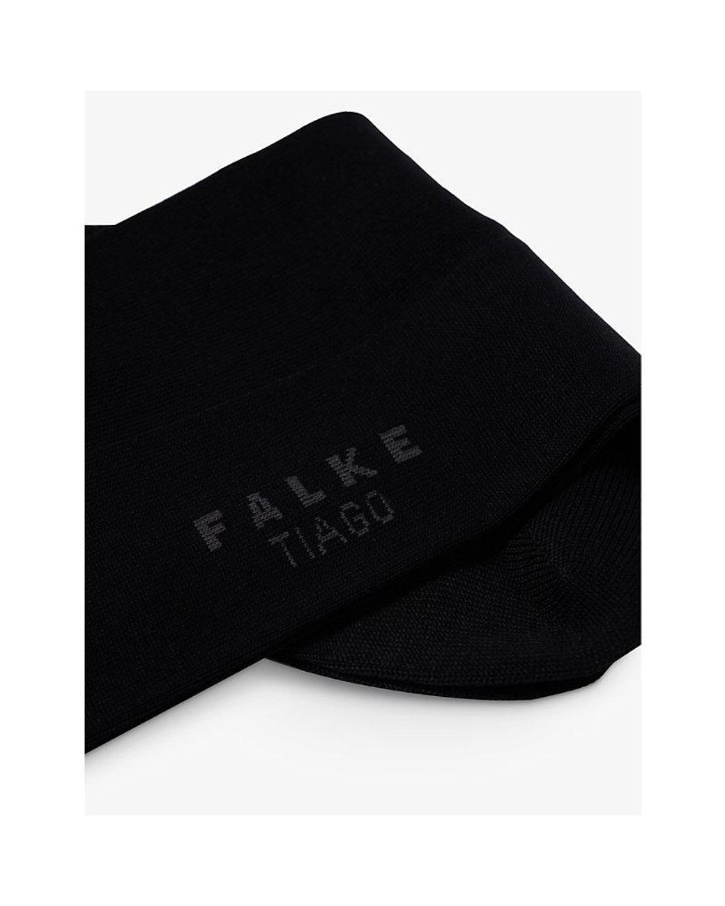 Falke Black Tiago Ribbed-Edge Cotton-Blend Socks for men