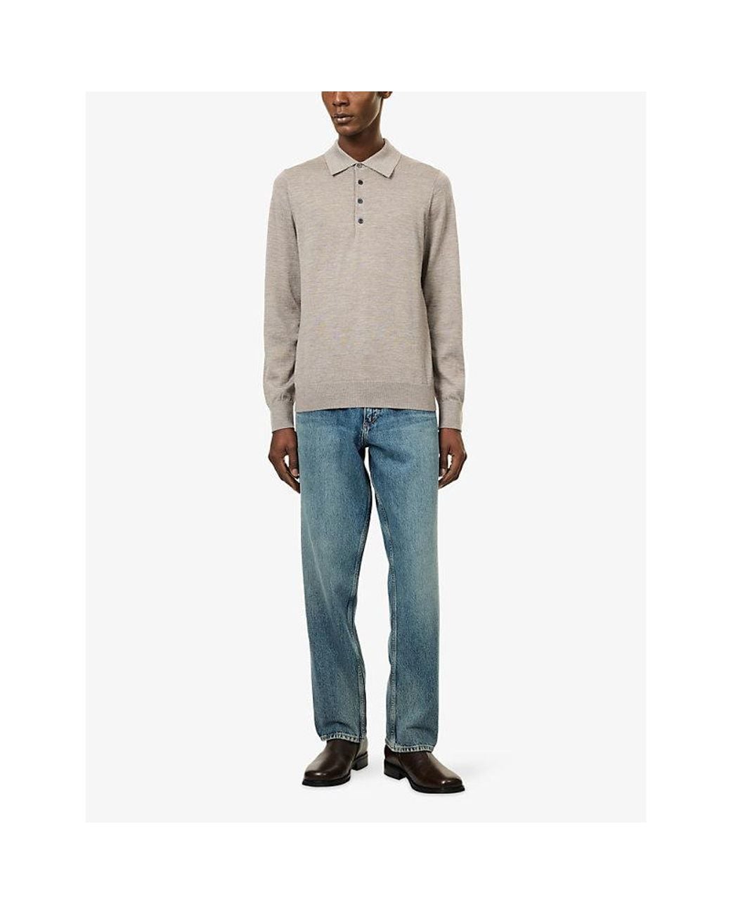 Ad Rag Com Rag & Bone Wool Polo Jumper in Gray for Men | Lyst