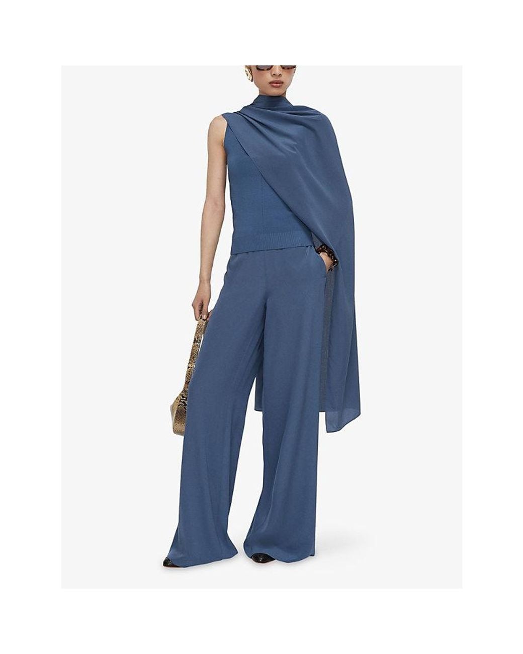 Joseph Blue Sarry Oversized Silk-Crepe Scarf