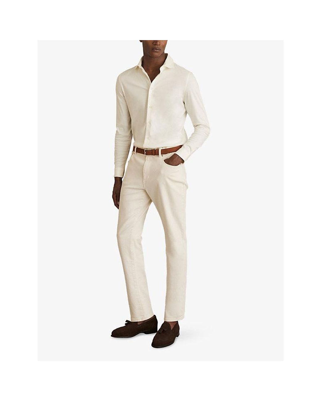 Reiss White Duke Button-Through Cotton-Jersey Shirt for men