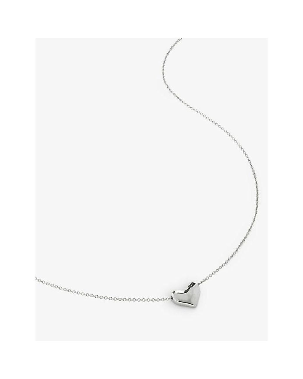 Monica Vinader White Heart-Charm Sterling- Pendant Necklace
