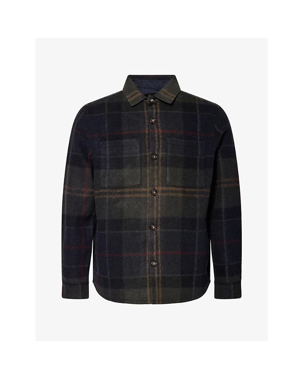 Barbour Blue Woodlane Checked Woven Overshirt for men