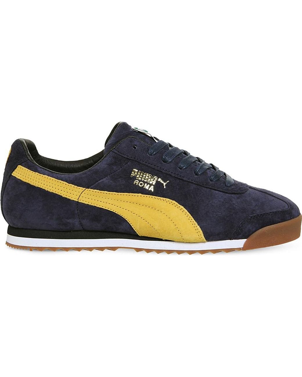 PUMA Roma Low-top Suede Trainers in Navy Yellow Suede (Blue) for Men | Lyst