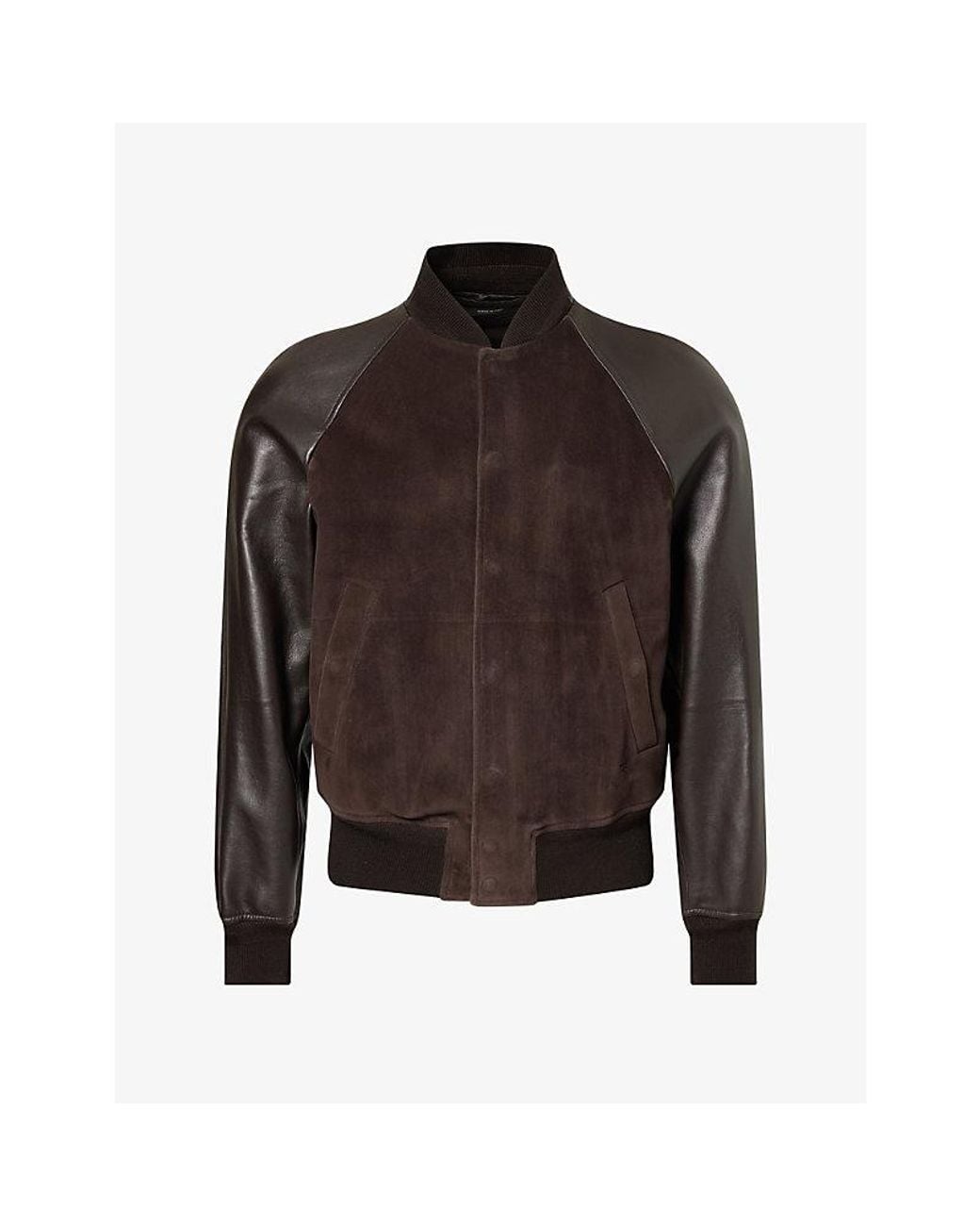 Tom Ford Black Soft Suede And Leather Bomber Jacket for men