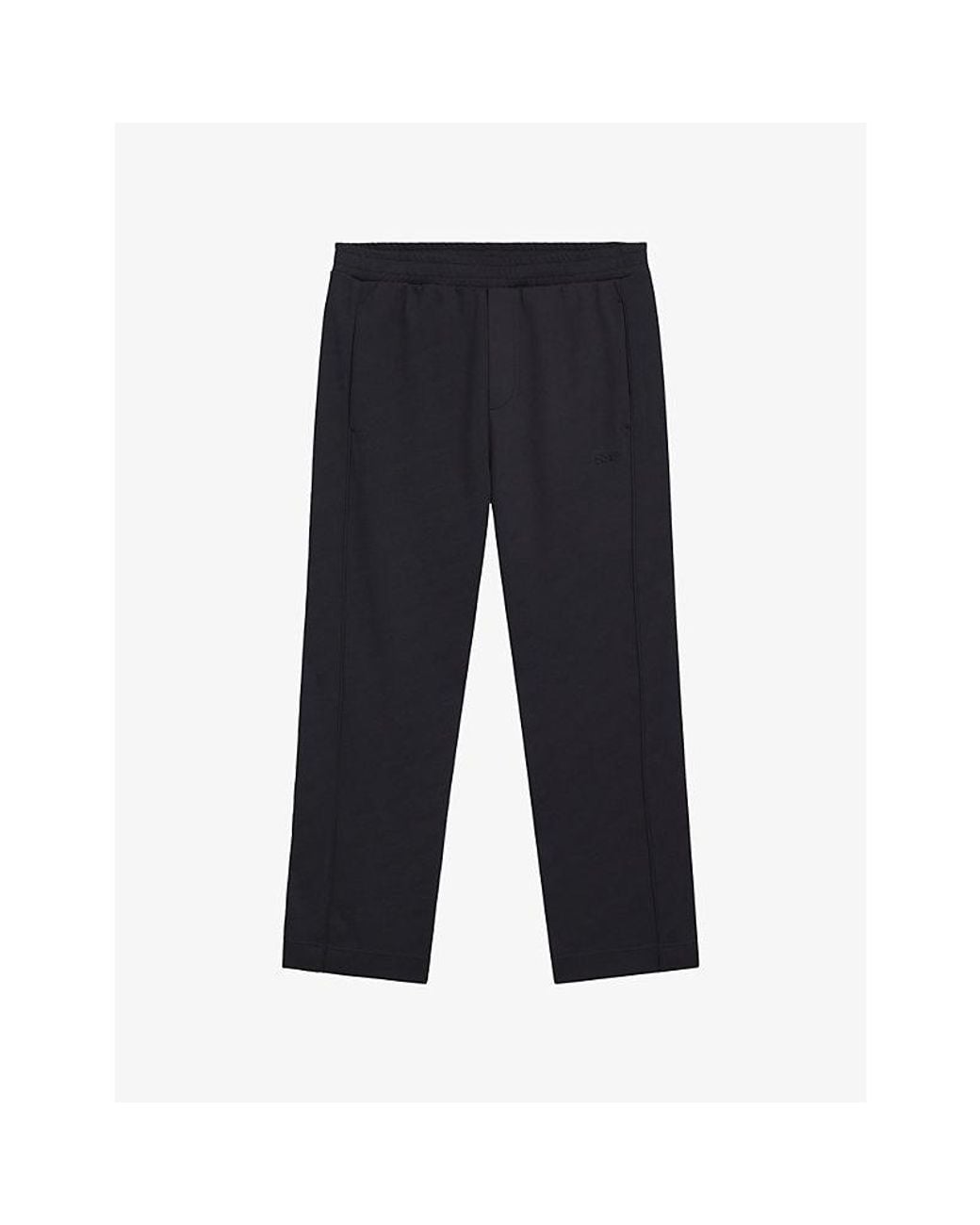 Boss Blue Jacquard-Pattern Elasticated-Waist Jersey Jogging Bottoms for men