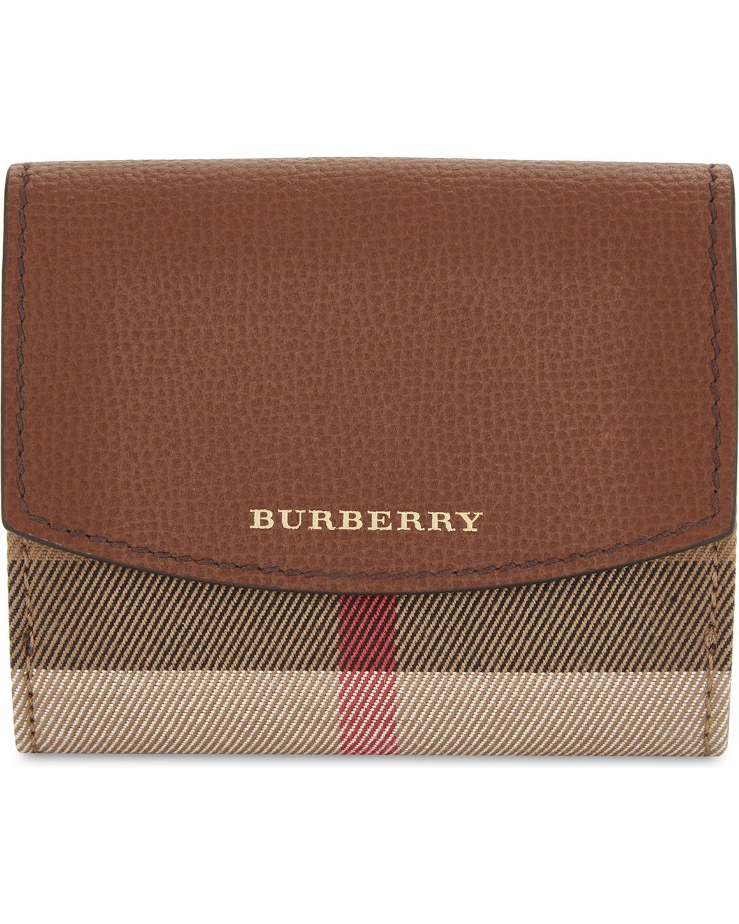 BURBERRY Luna House Check Leather Wallet Rose Pink