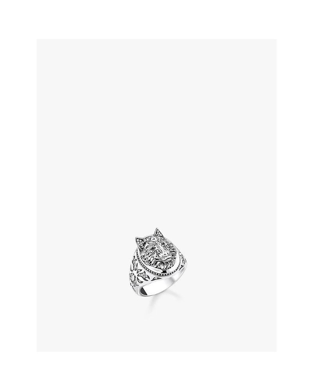 Thomas Sabo White Rebel Wolf 925 Sterling- And Zirconia Signet Ring