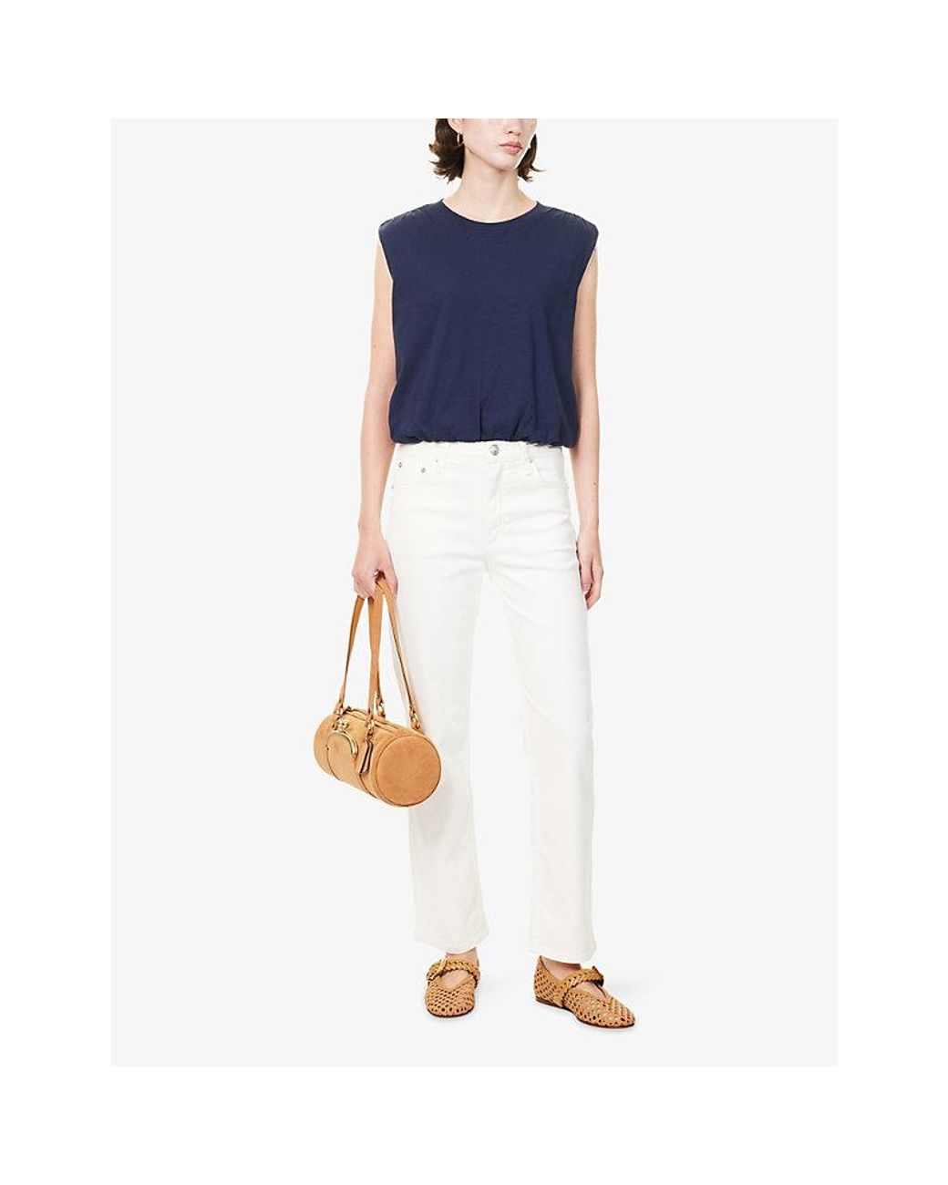 Rag & Bone Blue Mica Bubble-Hem Cotton Top