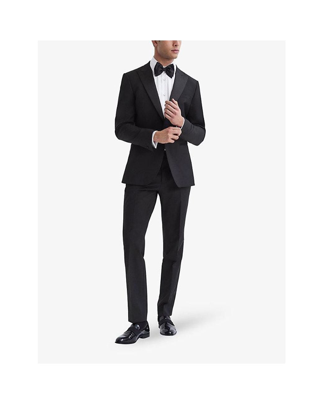 Reiss Black Poker Single-Breasted Slim-Fit Stretch-Wool Blend Suit Jacket for men