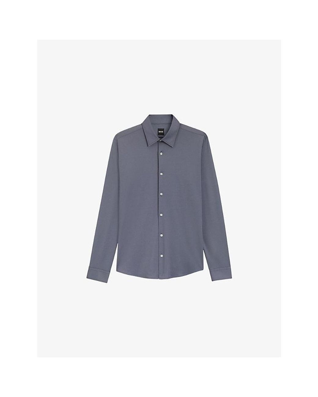 Boss Blue Classic-Collar Slim-Fit Stretch-Woven Shirt for men
