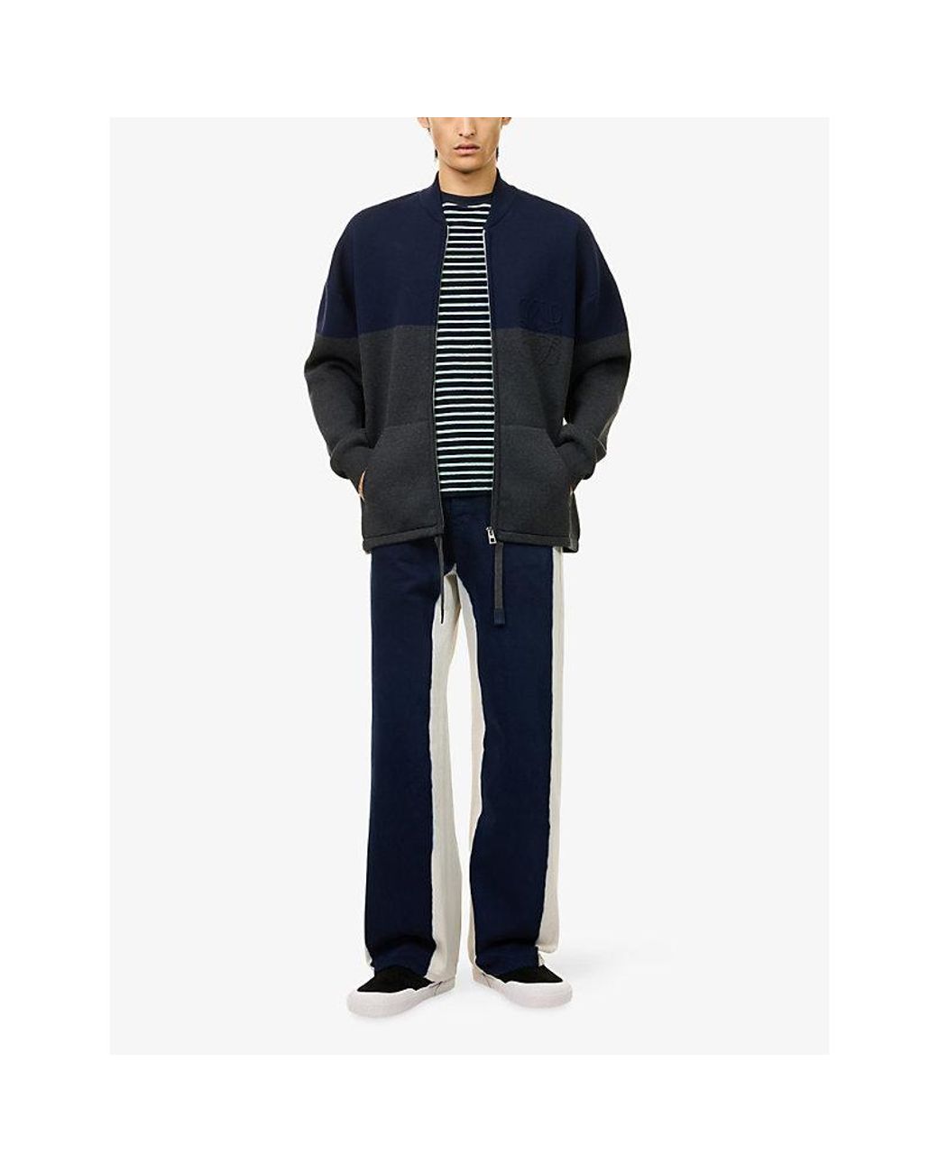 Loewe Blue Anagram Patch Knitted Cotton-Blend Cardigan for men