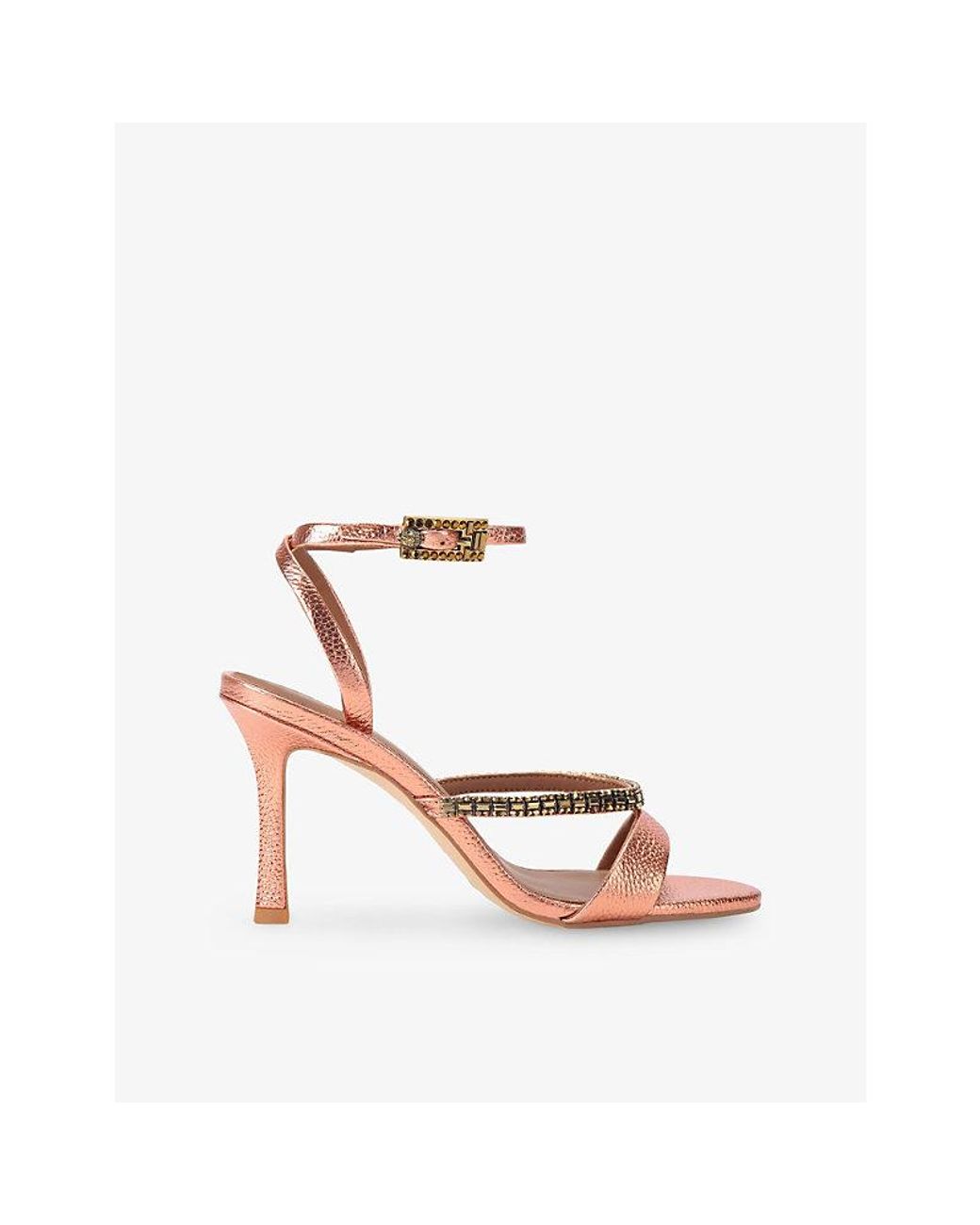 Kurt Geiger Pink Crystal Strap Leather Heeled Sandals