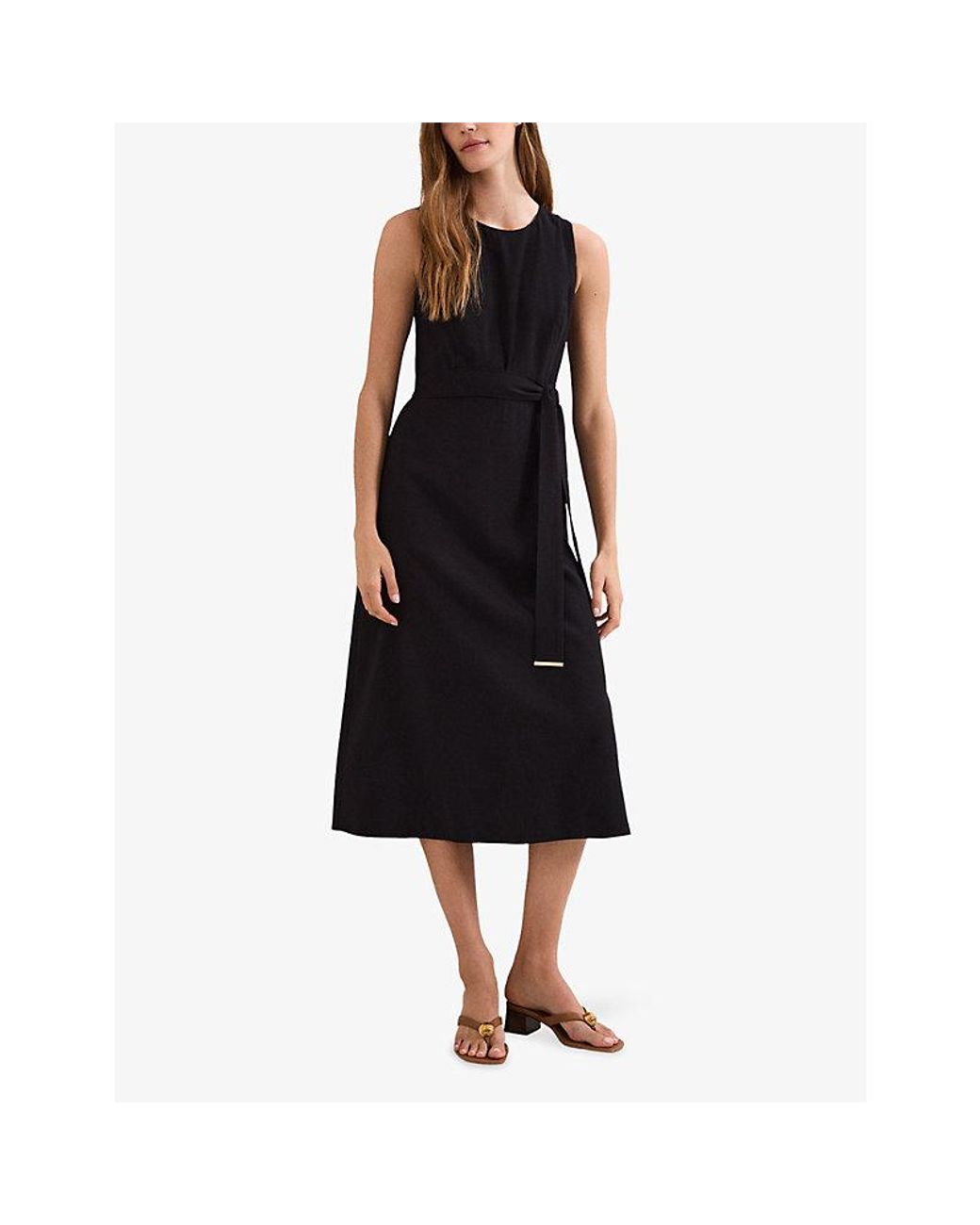 Phase Eight Black Marta Open-Back Woven Midi Dress