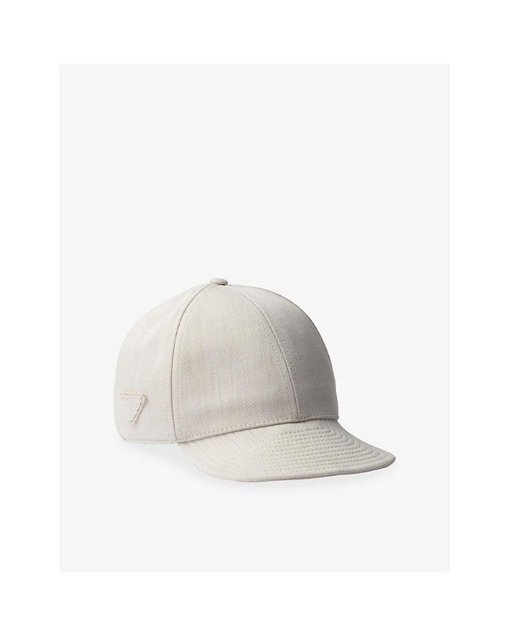 Prada White Triangle-Logo Denim Baseball Cap for men