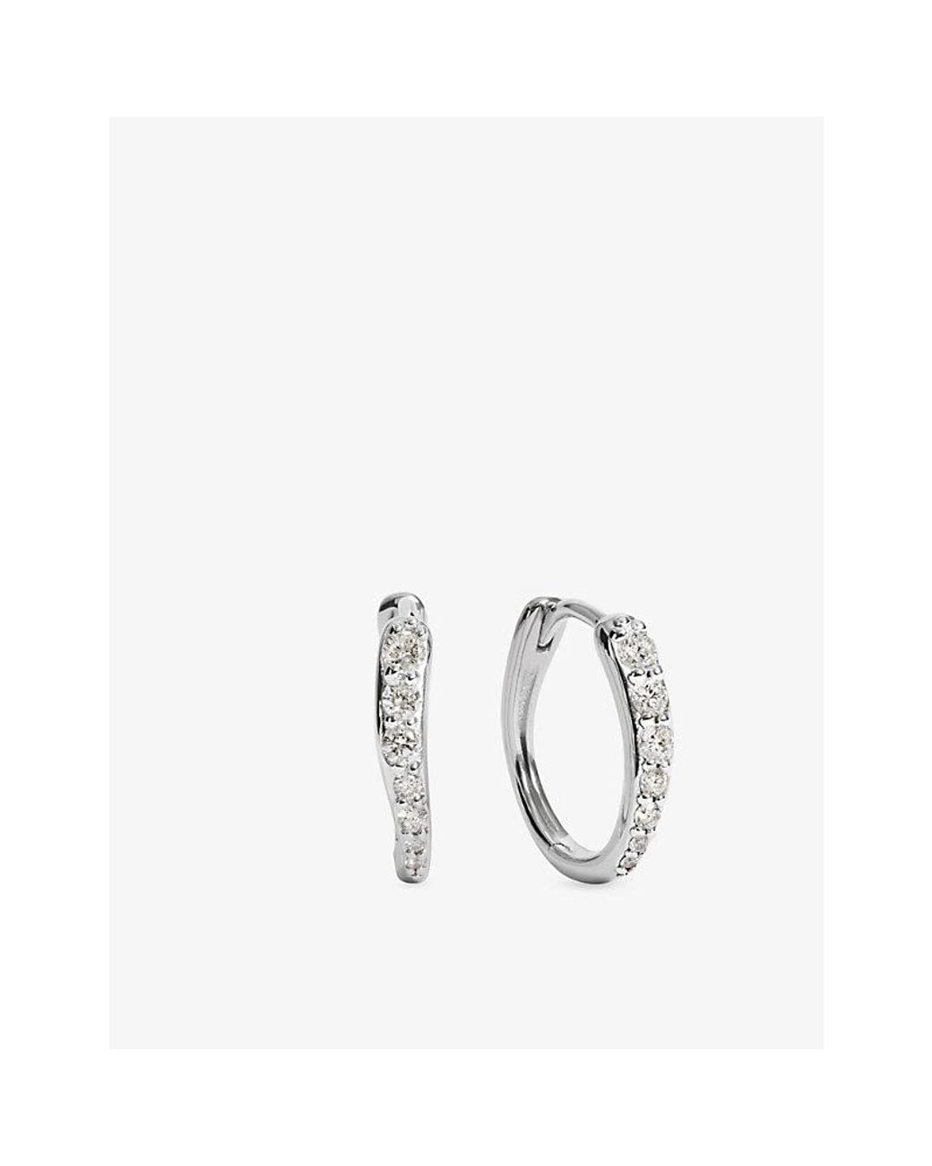 Monica Vinader Metallic Riva Pavé Diamond Small Sterling- And Lab Grown Diamond Hoop Earrings