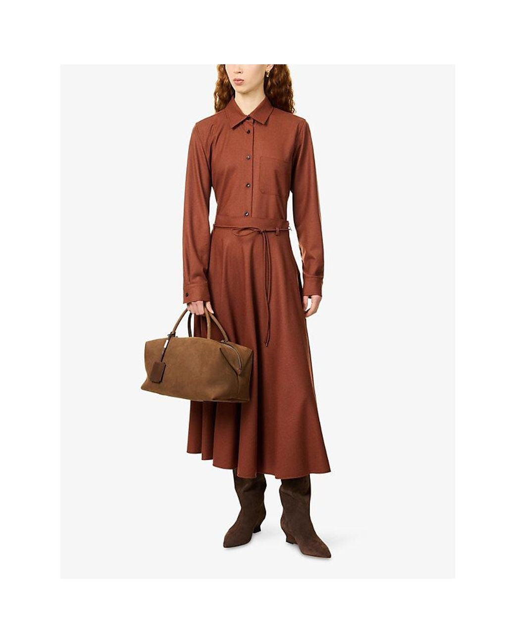 Max Mara Brown Long-Sleeve Relaxed-Fit Cashmere Shirt