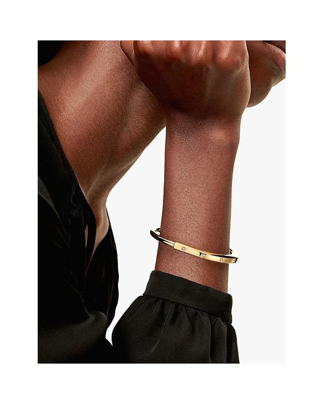 Tiffany & Co Natural Tiffany Lock 18Ct- And 0.31Ct Diamond Bangle Bracelet