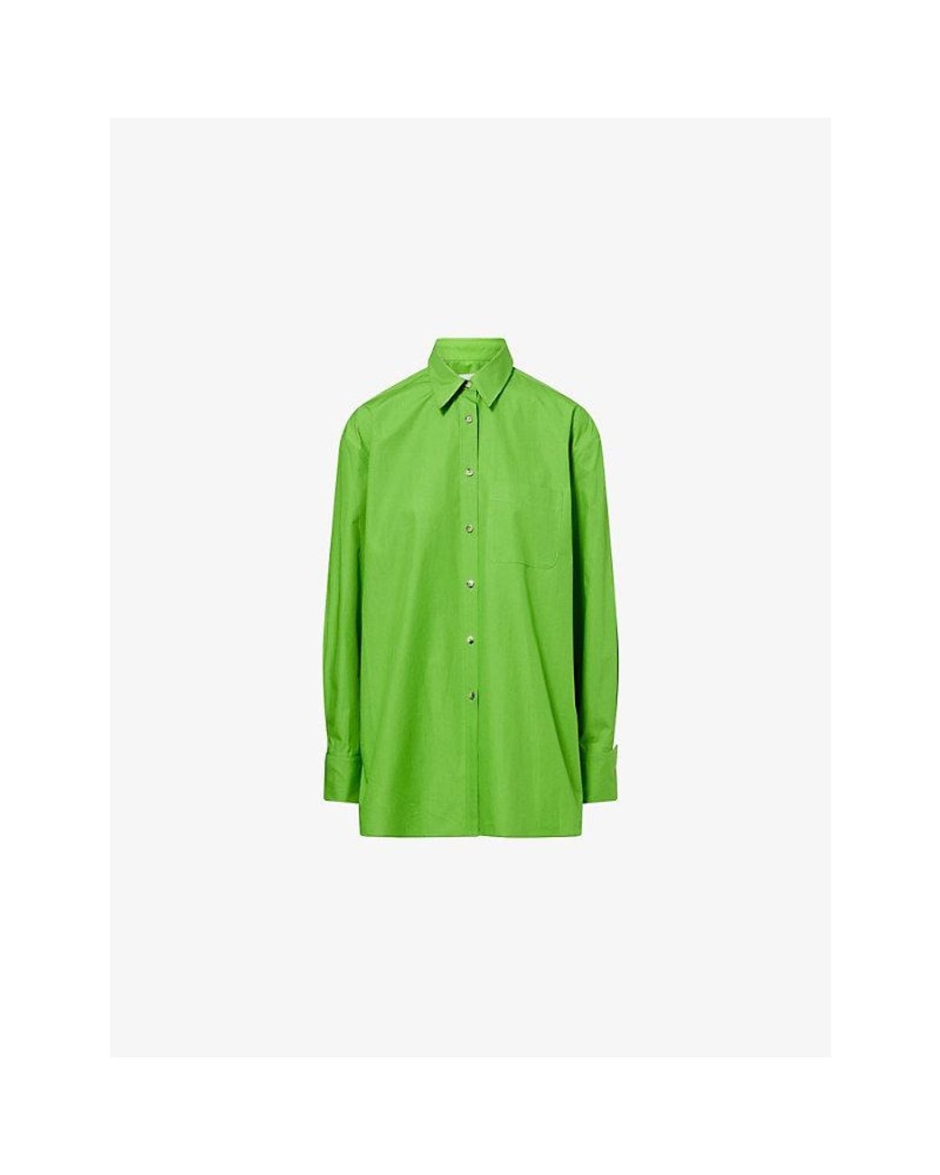 Khaite Green Newton Relaxed Cotton Shirt
