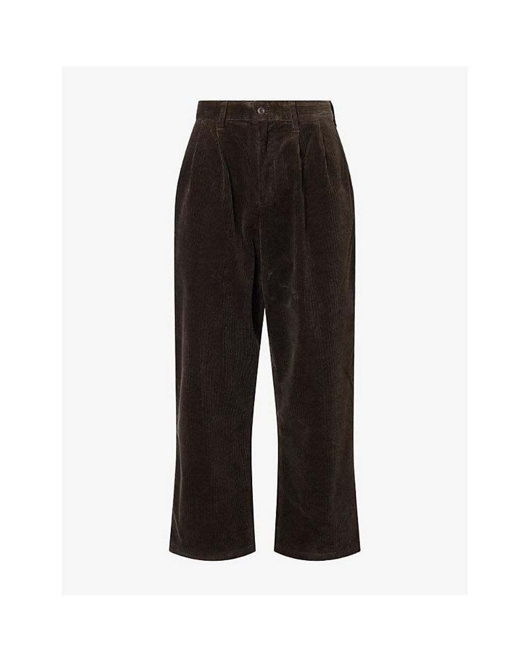 Carhartt Black Evan Loose-Fit Corduroy Cotton Trousers for men