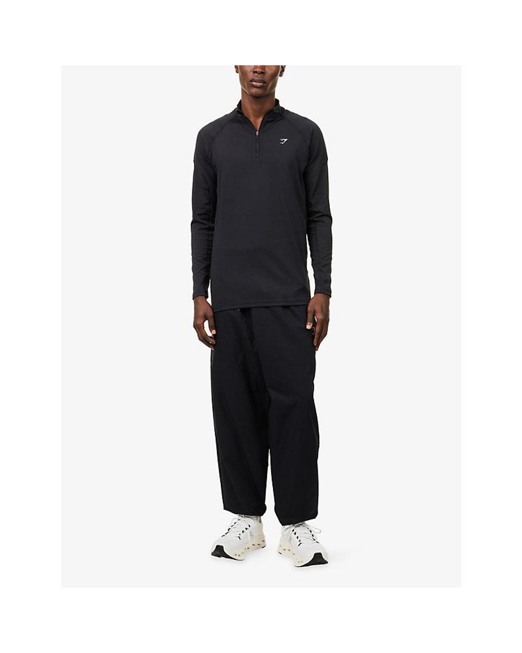GYMSHARK Blue Performance 1/4 Zip Stretch-Jersey Top for men