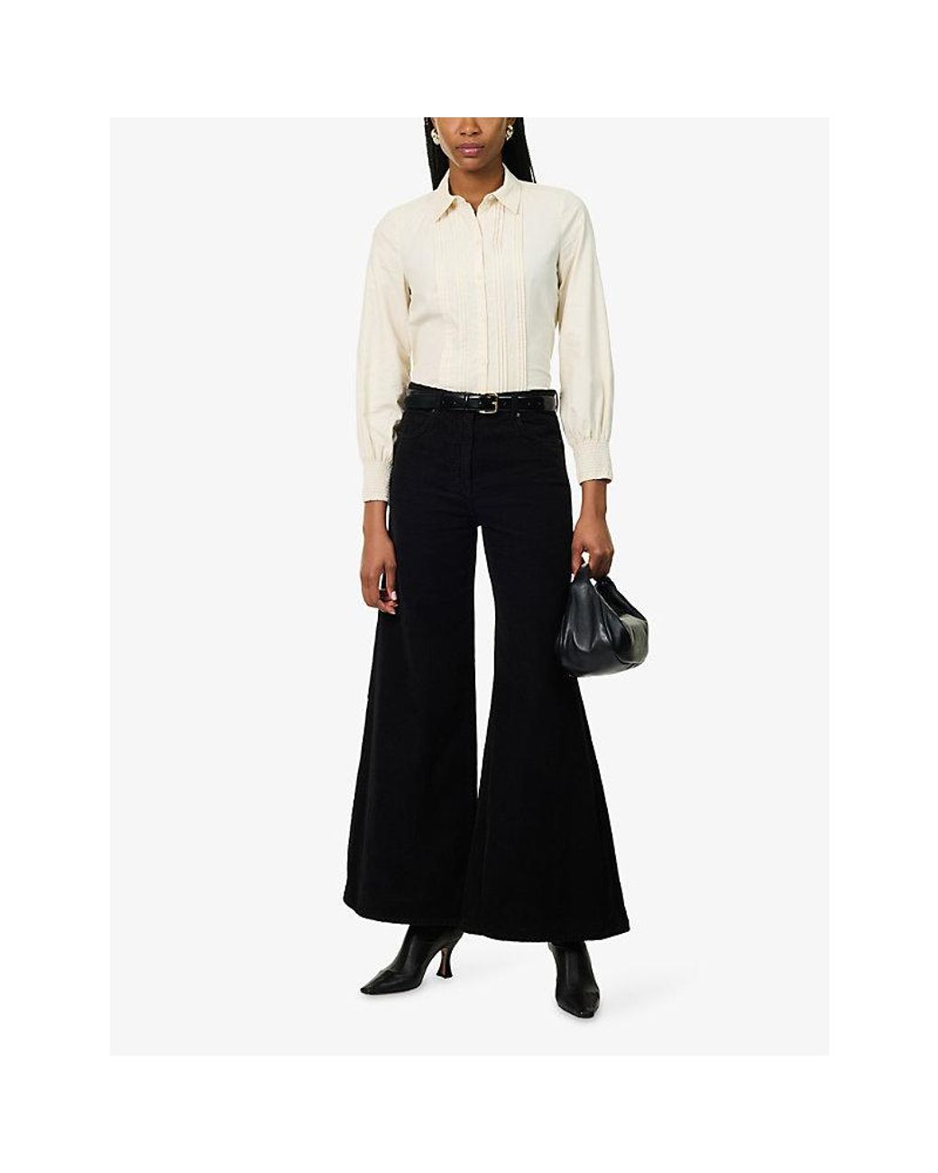 ME+EM Black Super Wide-Flare Cotton-Cord Trousers