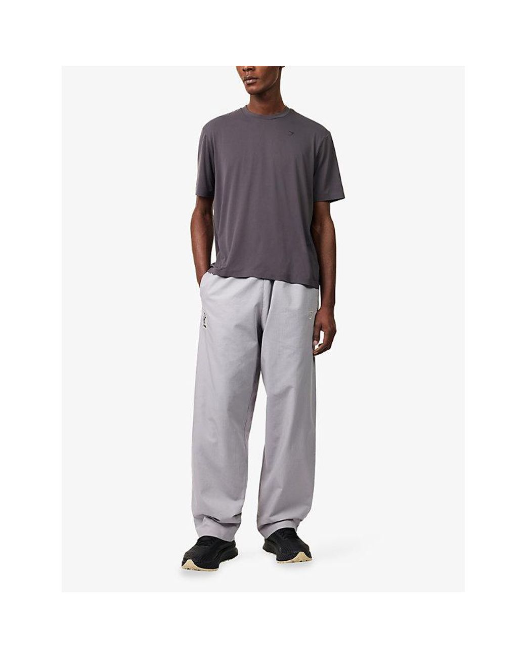 GYMSHARK Gray Pumper Logo-Embroidered Cotton Jogging Bottoms for men